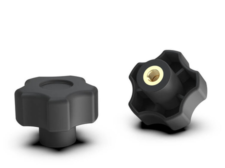 Star knob with a blind threaded bushing