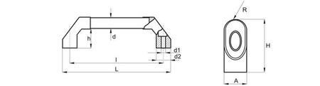 Uchwyt rurowy d-30mm L-644mm I-600mm d1-11mm