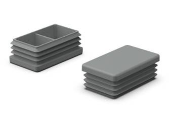 End cap for rectangular profiles A-60mm B-15mm, 1.0mm-2.0mm, grey color