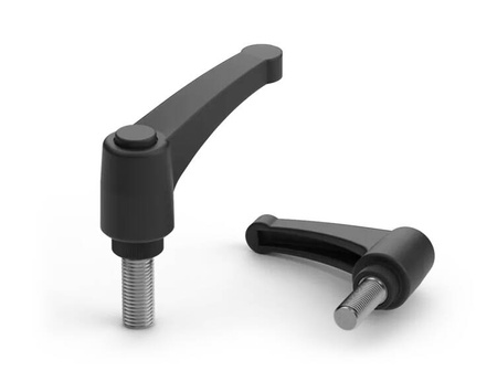 Adjustable lever EUROMODEL with threaded pin and button R-43mm M5 x 55mm, threaded insert.