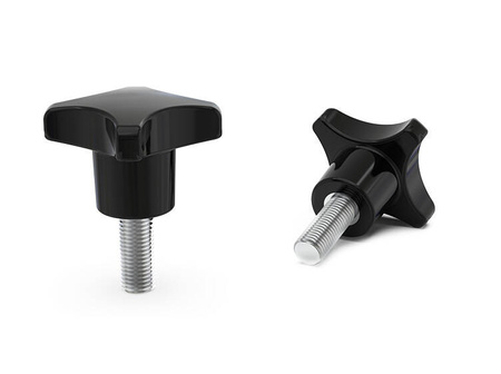 Cross knob made of duroplast, according to DIN 6335, with a threaded pin D-25mm M5