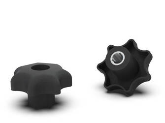 Pokrętło gwiazdowe  z tuleją gwintowaną przelotowe D-63mm, H-40mm, M12, DIN6336