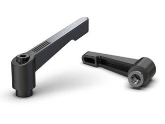 Verstellbarer Hebel aus Zinklegierung mit Gewindebuchse R-42mm M4, RAL9005 matt (tiefschwarz)