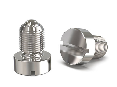 Threaded ball plunger with flange, made of stainless steel, with a screwdriver slot H-10mm, d1-M6