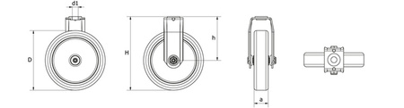 Fixed wheel set, mounting hole, plain bearing, TPA wheel D-100mm a-24mm