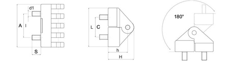 Zawias z trzpieniem gwintowym A-30mm I-15mm M5x10