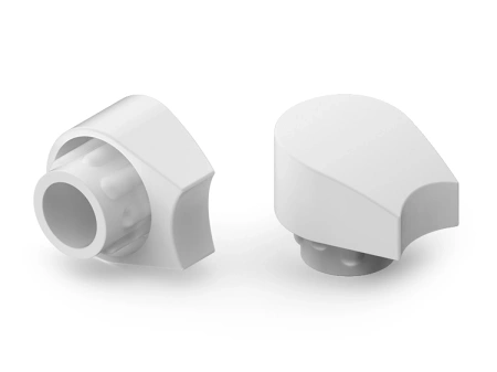 Šikmá kluzná patka s ochranným prvkem pro stohování pro kulaté profily D-22mm Úhel-(9°-14°) 1,5mm, barva bílá