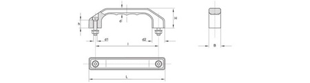 INOX handle with threaded bushings M8 x 30, L - 170