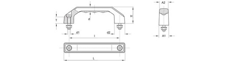 Uchwyt pałąkowy masywny z otworami przelotowymi M10 x 40, L - 218