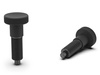 Arretierungsstift ohne Sperre, mit Feingewinde, glattem Körper, D-31mm; d1-8mm; M16x1,5; aus oxidiertem Stahl.