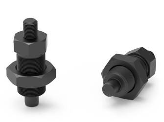 Feststellstift H-65mm d2-M20x1,5mm d3-M10 d1-10mm aus oxidiertem Stahl mit Kontermutter.
