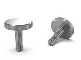 Knurled knob made of stainless steel without shoulder, with threaded pin, according to DIN 653 D-20mm M5.