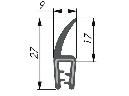 Uszczelka krawędziowa EPDM, płetwa górna, 1,0-3,0mm, 2x50mb