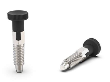 Trzpień ustalający D-18mm d2-M10x1,5mm SW-10 d1-6mm z trzpieniem ze stali niklowanej i blokadą