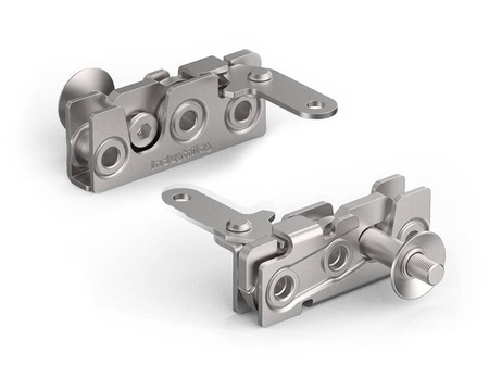 Rotary latch with a perpendicular lever, with an anti-vibration bushing, two-stage latch, UNC 1/4-20 mounting hole, left version, UNC 5/16-18 pin.