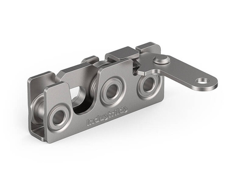 Rotary latch with a perpendicular lever, with an anti-vibration bushing, single-stage latch, 6.2mm mounting hole, left version, no catch.