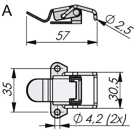 Hakenverschluss mit Löchern, Typ A, verzinkter Stahl