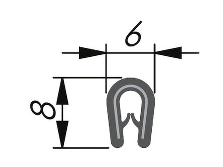 PVC-Kantenschutz, 6x8mm, 0,8-1,5mm, 100m