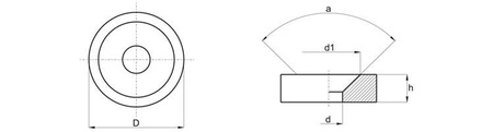 Konusförmige Unterlegscheibe für Senkschrauben M8, D-20,0mm d-8,2mm h-5,0mm a-90°, Farbe schwarz
