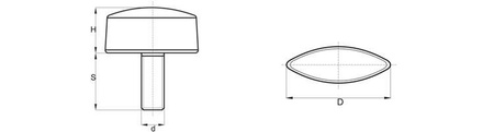 Flügelknopf mit Gewindestift D-32mm M6 x 20mm