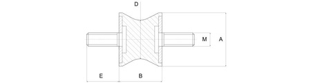 Vibroizolátor typu A se zúžením; 60ShA; A=12 B=15; D=7; M4x10