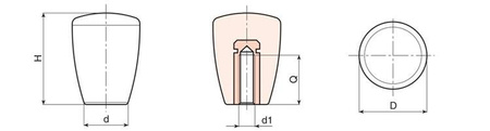 Cylindrická rukojeť s navláknutou maticí D-43mm M10, INOX