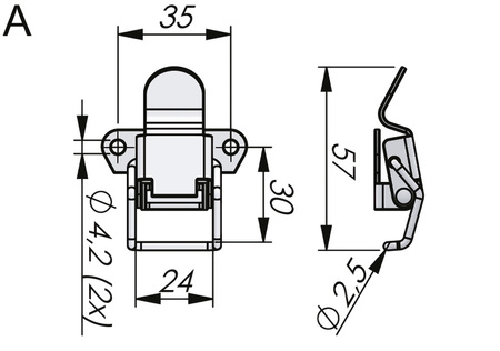 Hakenverschluss mit Löchern, Typ A, Edelstahl