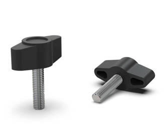 Butterfly knob with threaded spindle D-45mm M6x25