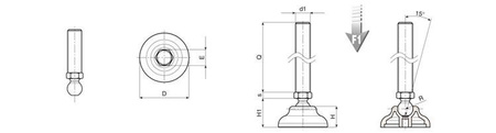 Stopka ruchoma D-60mm M16 x 70mm R-15mm