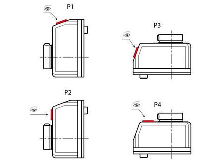 3-digit position indicator (00.0), horizontal, upper, d1-10mm, step-15, rotation to the right, color orange