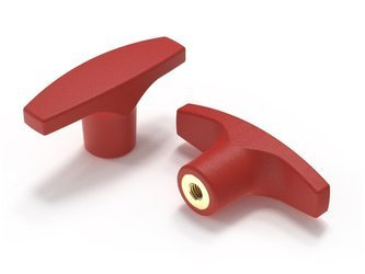 T-förmiger Griff mit Gewindebuchse A-60mm M5, RAL 3000, Farbe Rot