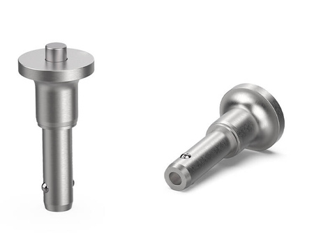 Trzpień montażowy z zatrzaskiem kulkowym samozabepieczający, z przyciskiem D-16 d1-7,9 d2-9,3 I2-38