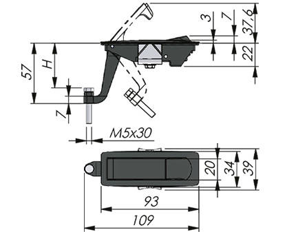 Zamek kompresyjny dociskowy z regulowanym zakresem chwytu 23-46 mm, bez blokady