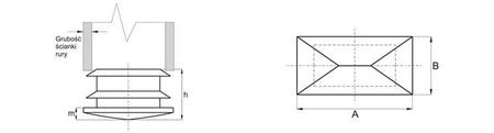 End cap with metal cover for rectangular profiles A-20mm B-10mm, 1.0mm-1.5mm