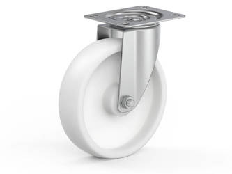 Drehbares Radset, Befestigungsplatte, Gleitlager, PA-Rad D-125mm a-38mm