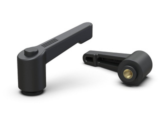 Adjustable lever with threaded bushing and button R-42mm M4, RAL9005 (deep black)