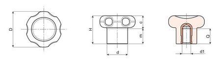Sternknopf mit Gewindebuchse D-27 mm M5