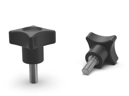 Křížový otočný knoflík s závitovým hřídelem D-40mm M10 x 40mm, INOX