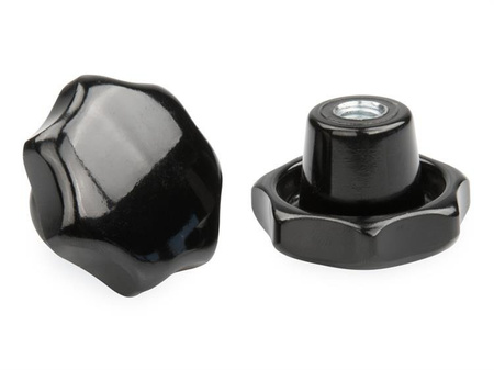 Star knob made of duroplast with threaded bushing D-25mm M5, DIN 6336