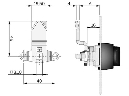 Język trzypunktowy z ogranicznikiem, A-22 mm