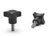 Pokrętło krzyżowe z trzpieniem gwintowanym D-40mm M8 x 40mm, RAL9002 (biały karpacki), INOX