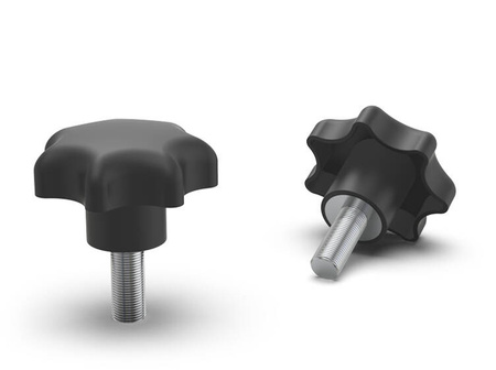 Star knob with threaded stem D-80mm, H-50mm, M8 x 25mm, DIN6336