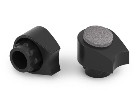 Angled glide foot with stacking guard and felt pad for round profiles, D 20 mm, angle 9°-14°, 1.5 mm, color black