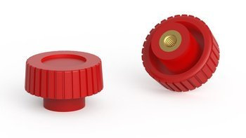 Knurled knob with threaded bushing D-22mm M6, RAL3020 (Cuban red)