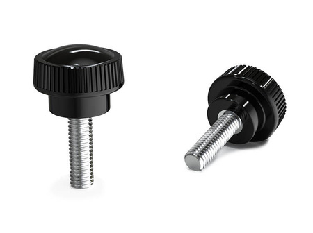Pokrętło radełkowane z trzpieniem gwintowanym D-22mm M5