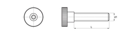 Knurled head screw with shoulder M5 x 40mm with slot, (DIN464/465)