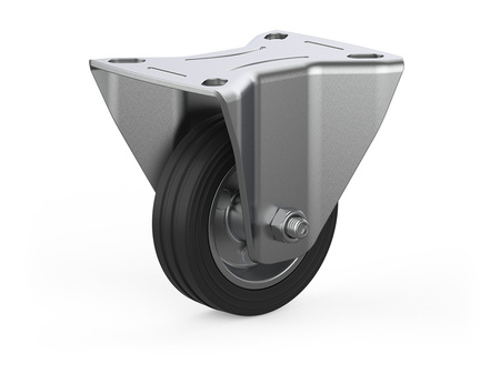 Fixed wheel set, mounting plate, roller bearing, rubber wheel D-200mm a-27mm