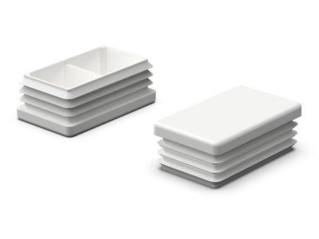 End cap for rectangular profiles A-50mm B-30mm, 1.0mm-2.5mm, white color