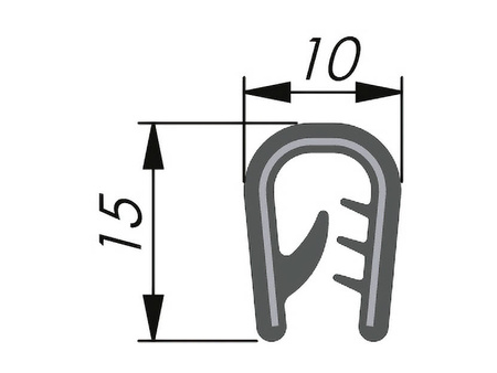 PVC-Kantenschutz, 10x15mm, 2,0-5,0mm, 100m