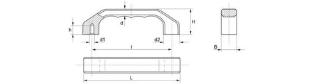 Uchwyt pałąkowy masywny, z aluminium, z tulejami gwintowanymi M8, L - 140